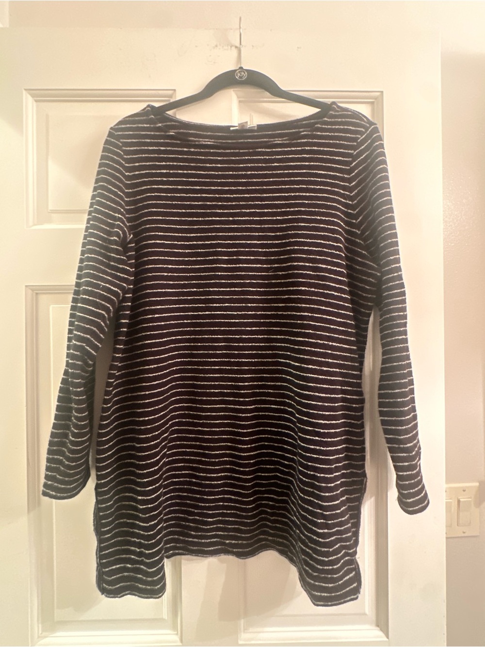 EUC J. Jill Black and White Striped Top